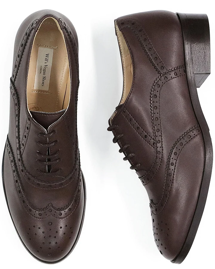 Will's Vegan Store Damen vegan Oxford Brogues Dunkelbraun