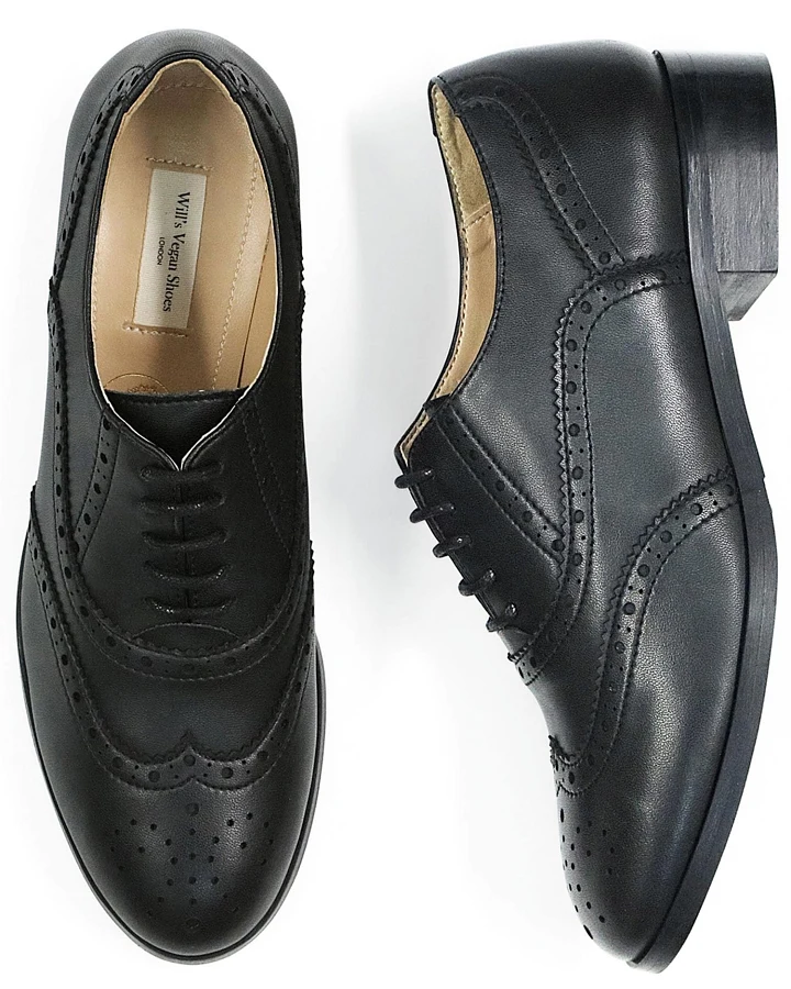 Will's Vegan Store Damen vegan Oxford Brogues Schwarz
