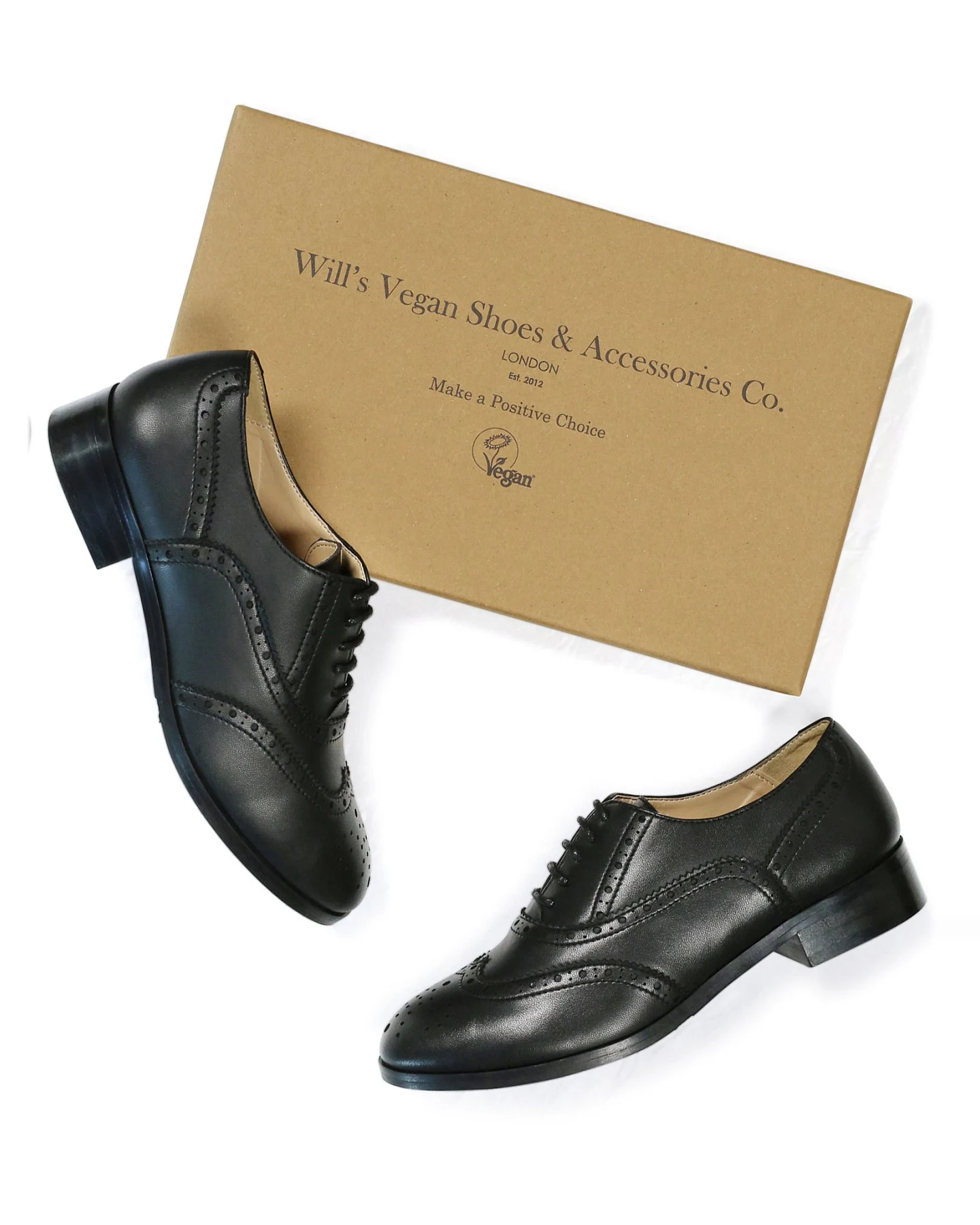 Will's Vegan Store Damen vegan Oxford Brogues Schwarz – Ansicht 2