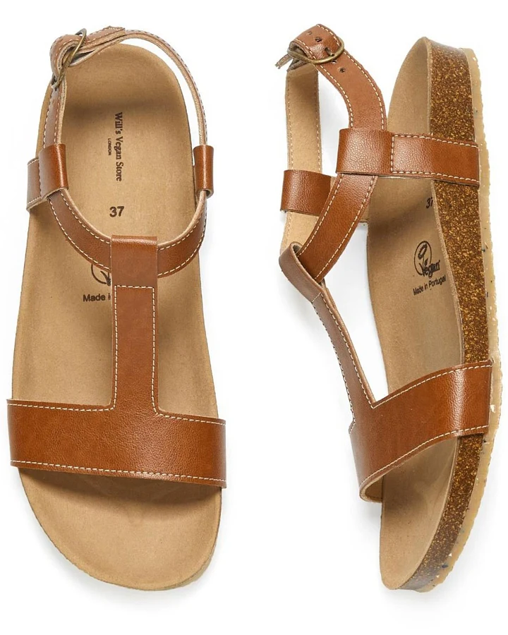 Will's Vegan Store Damen vegan Sandalen Fußbett Braun