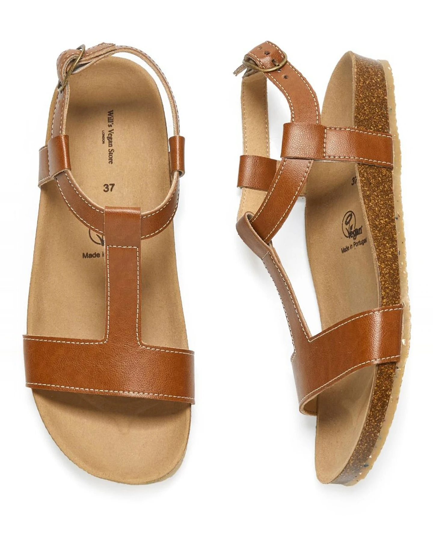 Will's Vegan Store Damen vegan Sandalen Fußbett Braun – Ansicht 2