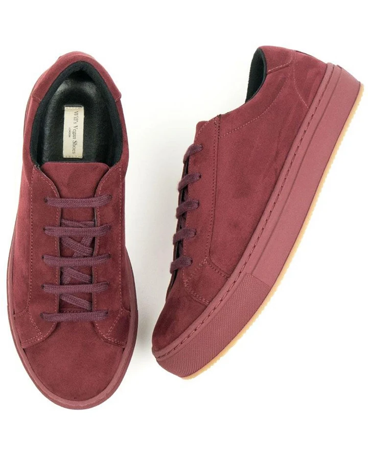 Will's Vegan Store Damen vegan Sneaker Vegan Wildleder Dunkelrot