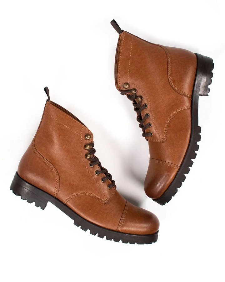 Will's Vegan Store Herren vegan Arbeitsstiefel Hellbraun