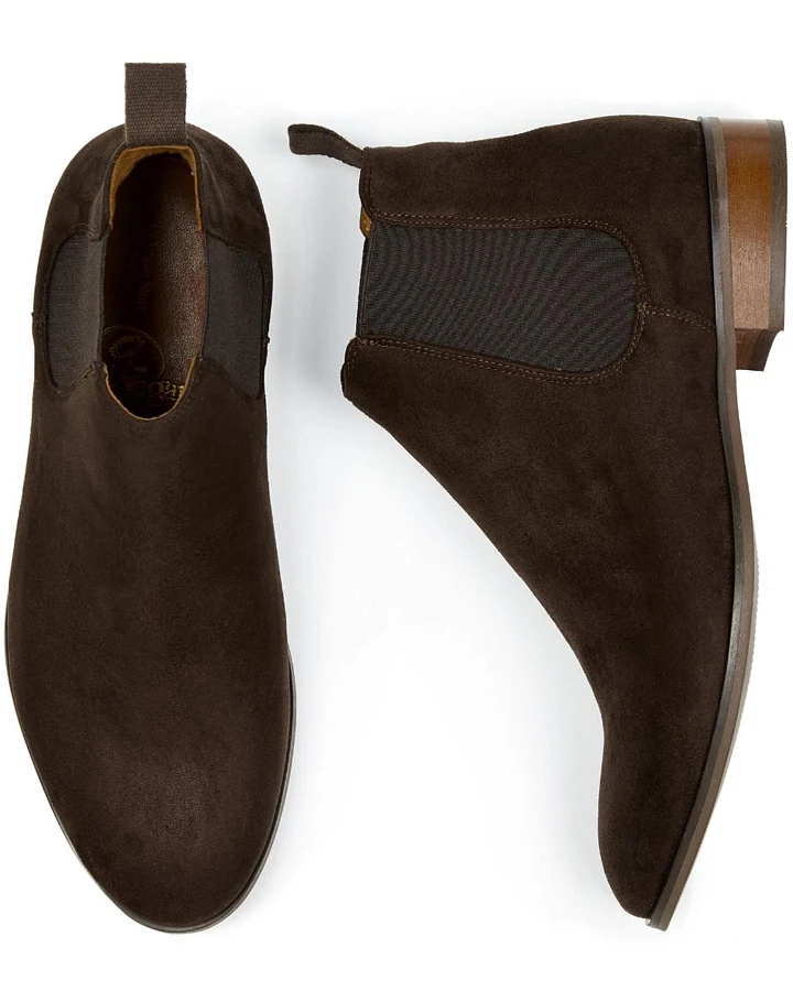 Will's Vegan Store Herren vegan Chelsea Boots Dunkelbraunes Veganes Wildleder