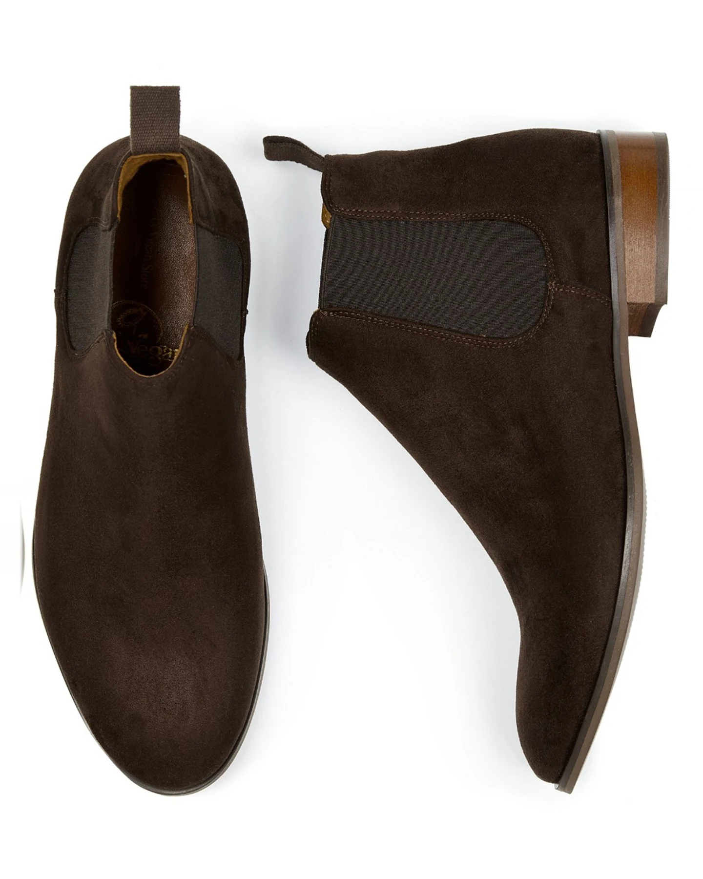 Will's Vegan Store Herren vegan Chelsea Boots Dunkelbraunes Veganes Wildleder – Ansicht 2