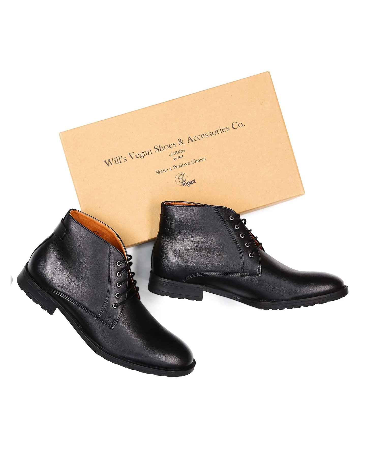 Will's Vegan Store Herren vegan Stiefel Chukka Schwarz – Ansicht 2