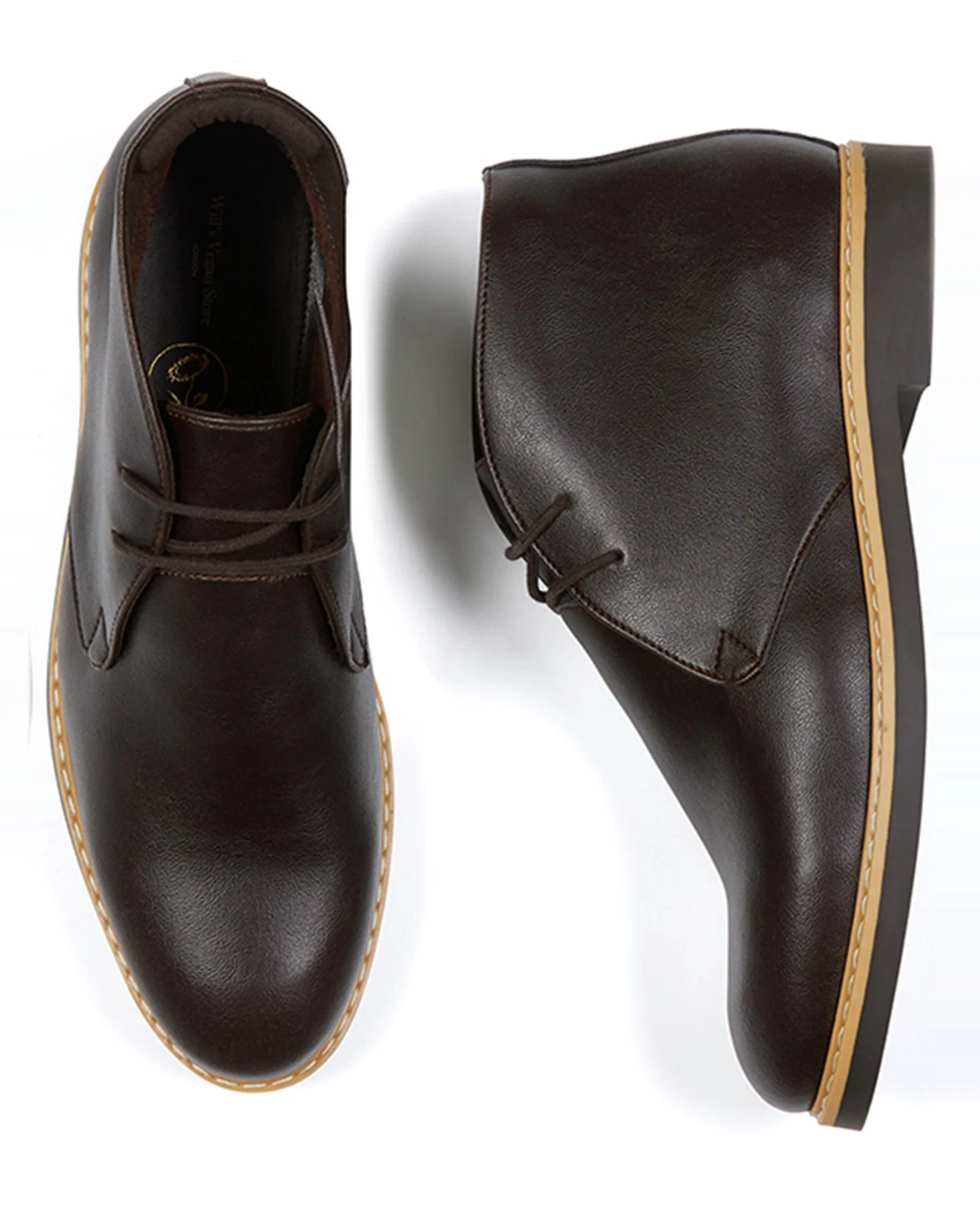 Will's Vegan Store Herren vegan Desert Boots Signature Dunkelbraun – Ansicht 2