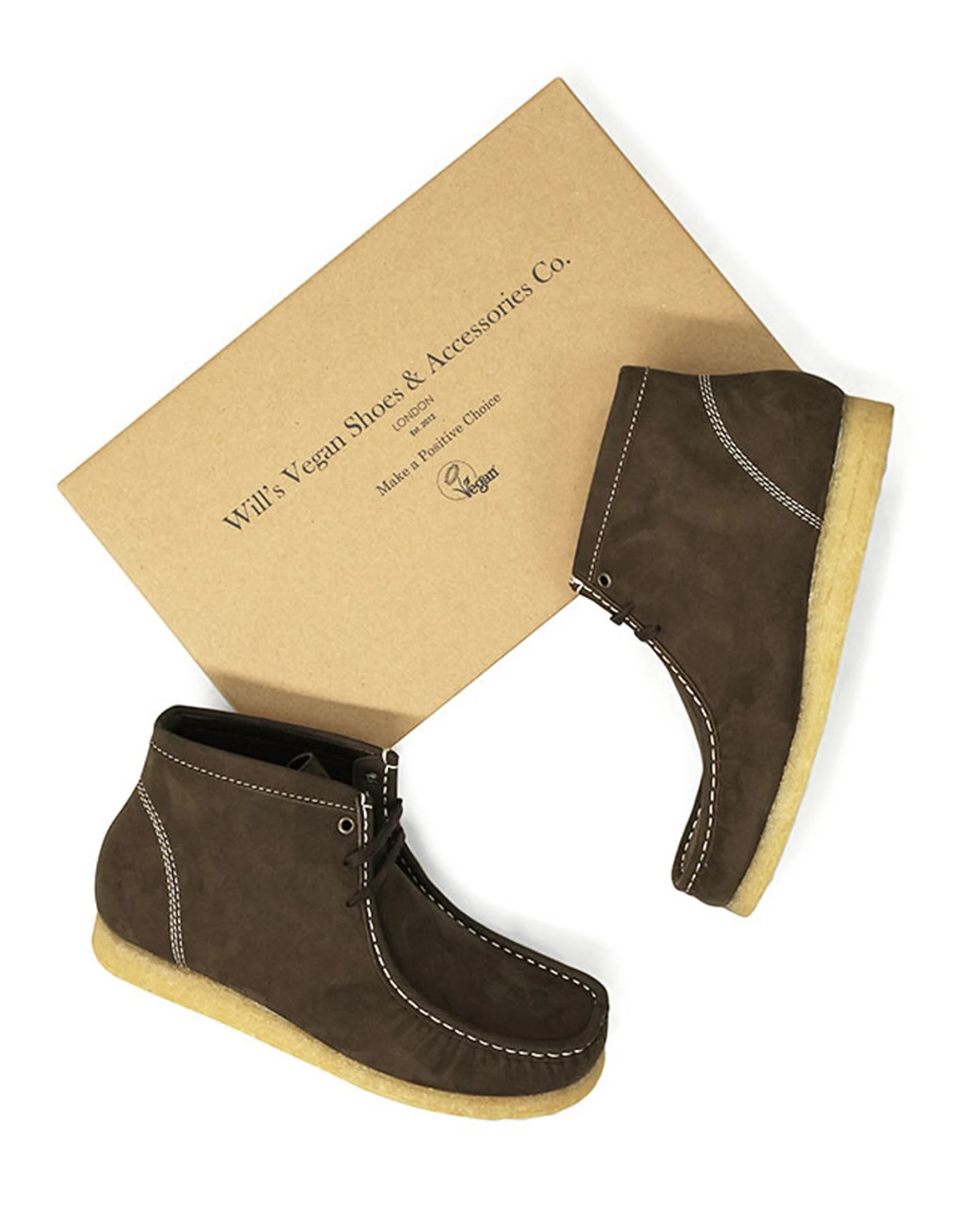 Will's Vegan Store Herren vegan Mokassinstiefel Dunkelbraun – Ansicht 2