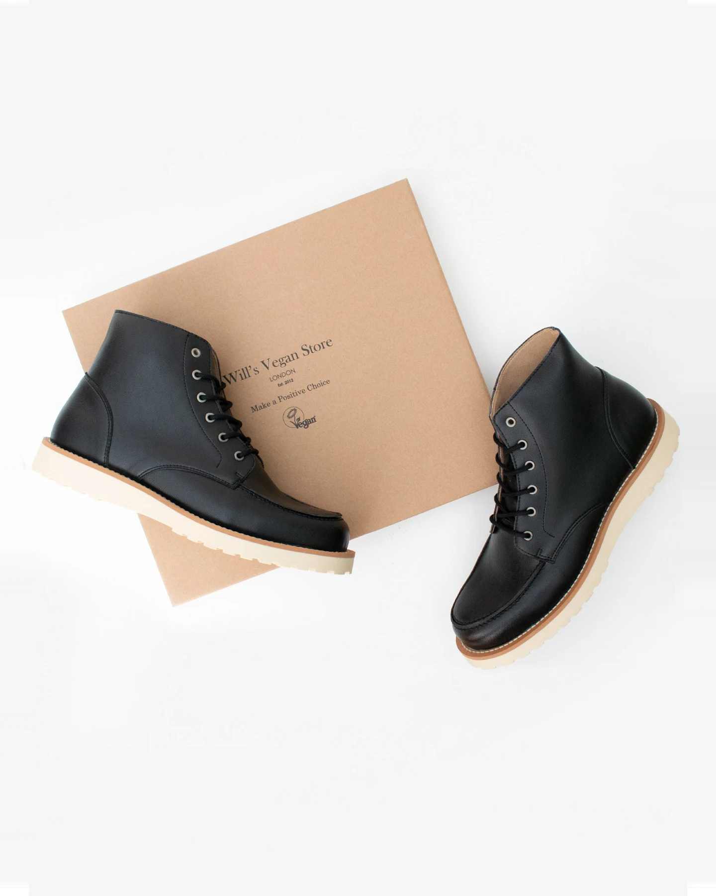 Will's Vegan Store Herren vegan Stiefel Low Rig Schwarz – Ansicht 2