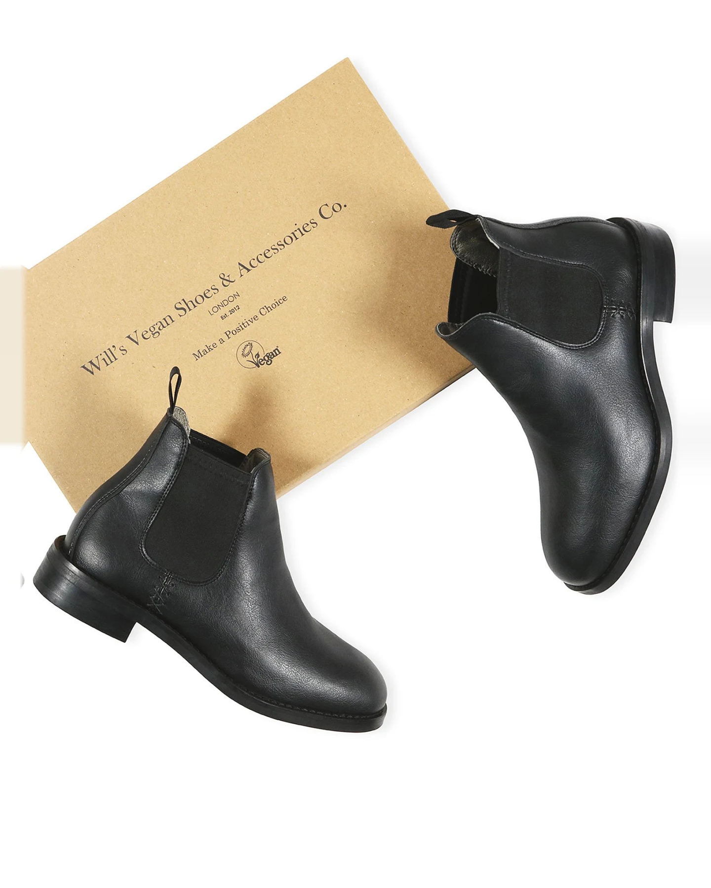 Will's Vegan Store Herren vegan Chelsea Boots Wasserdicht Schwarz – Ansicht 2