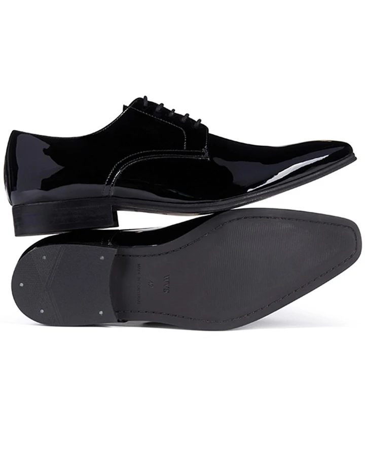 Will's Vegan Store Herren vegan Schuhe Slim Sohlen Hochglanz Schwarz