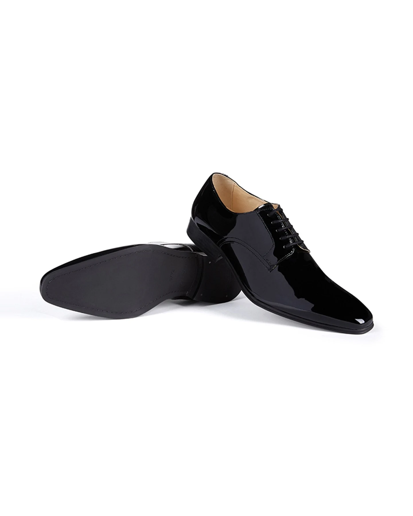 Will's Vegan Store Herren vegan Schuhe Slim Sohlen Hochglanz Schwarz – Ansicht 2