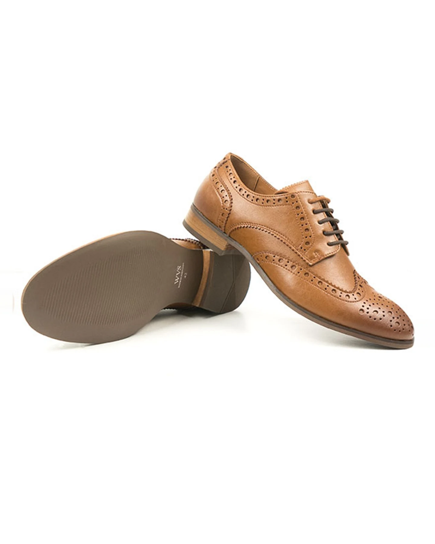 Will's Vegan Store Herren vegan Brogue Oxfords City Wingtip Hellbraun – Ansicht 2