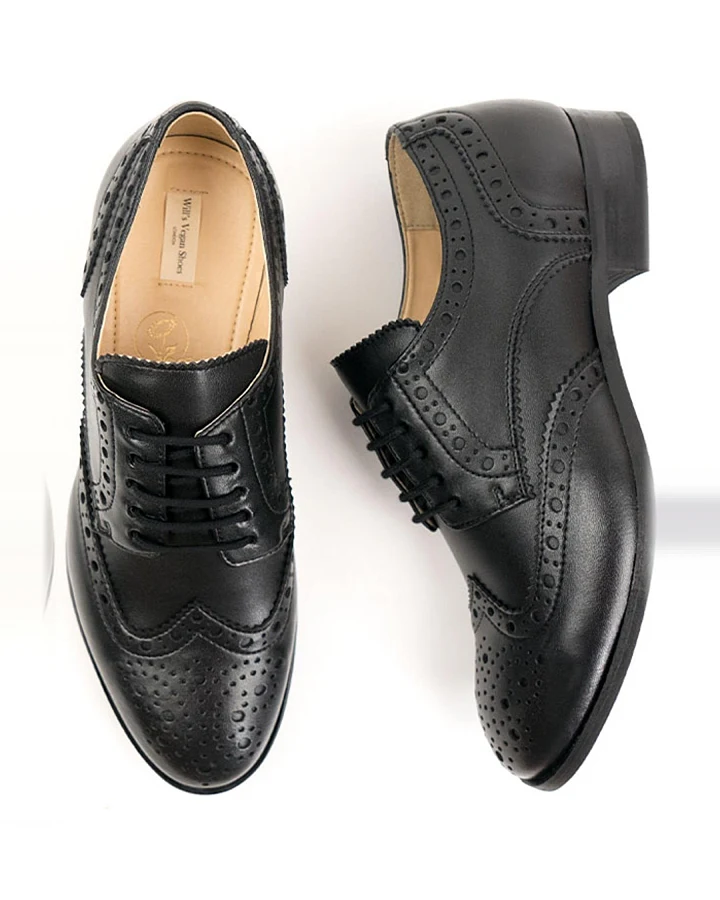 Will's Vegan Store Herren vegan Brogue Oxfords City Wingtip Schwarz