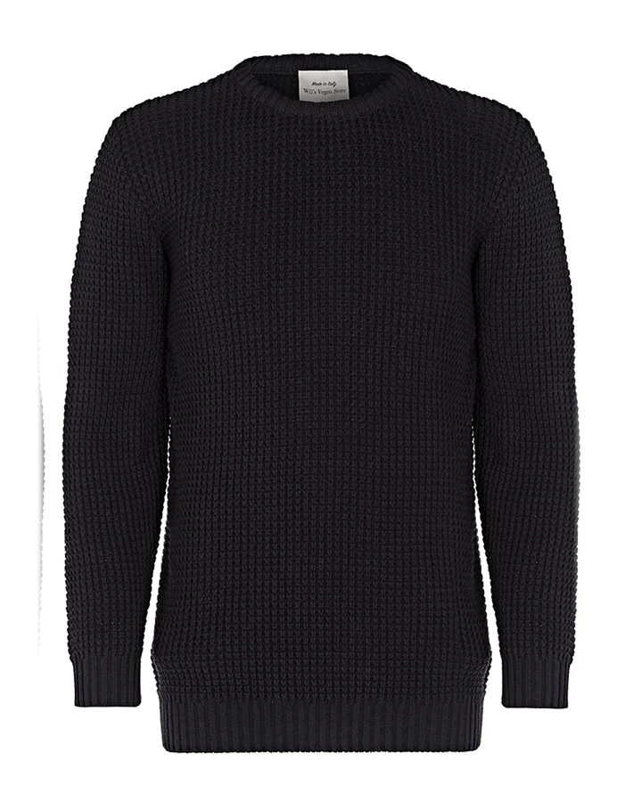 Will's Vegan Store Herren vegan Pullover Chunky Rib Schwarz