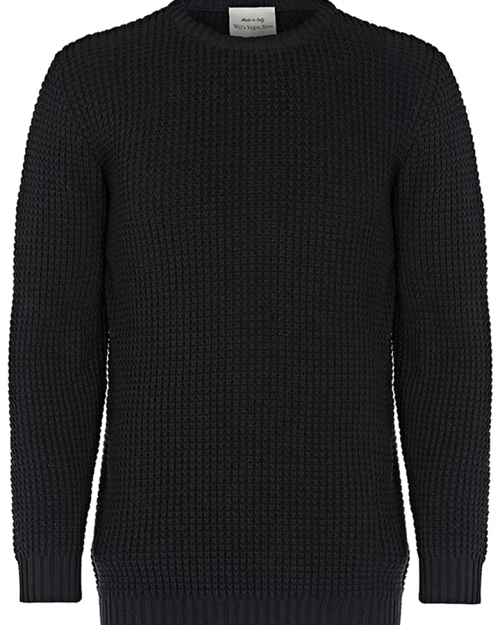 Will's Vegan Store Herren vegan Pullover Chunky Rib Schwarz