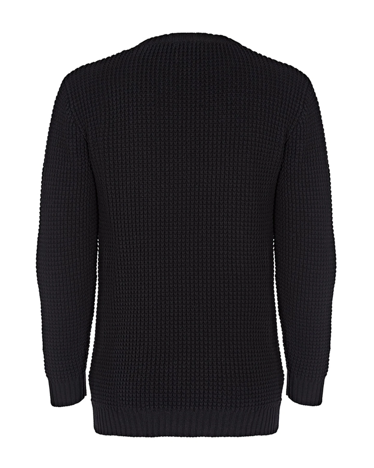 Will's Vegan Store Herren vegan Pullover Chunky Rib Schwarz – Ansicht 2