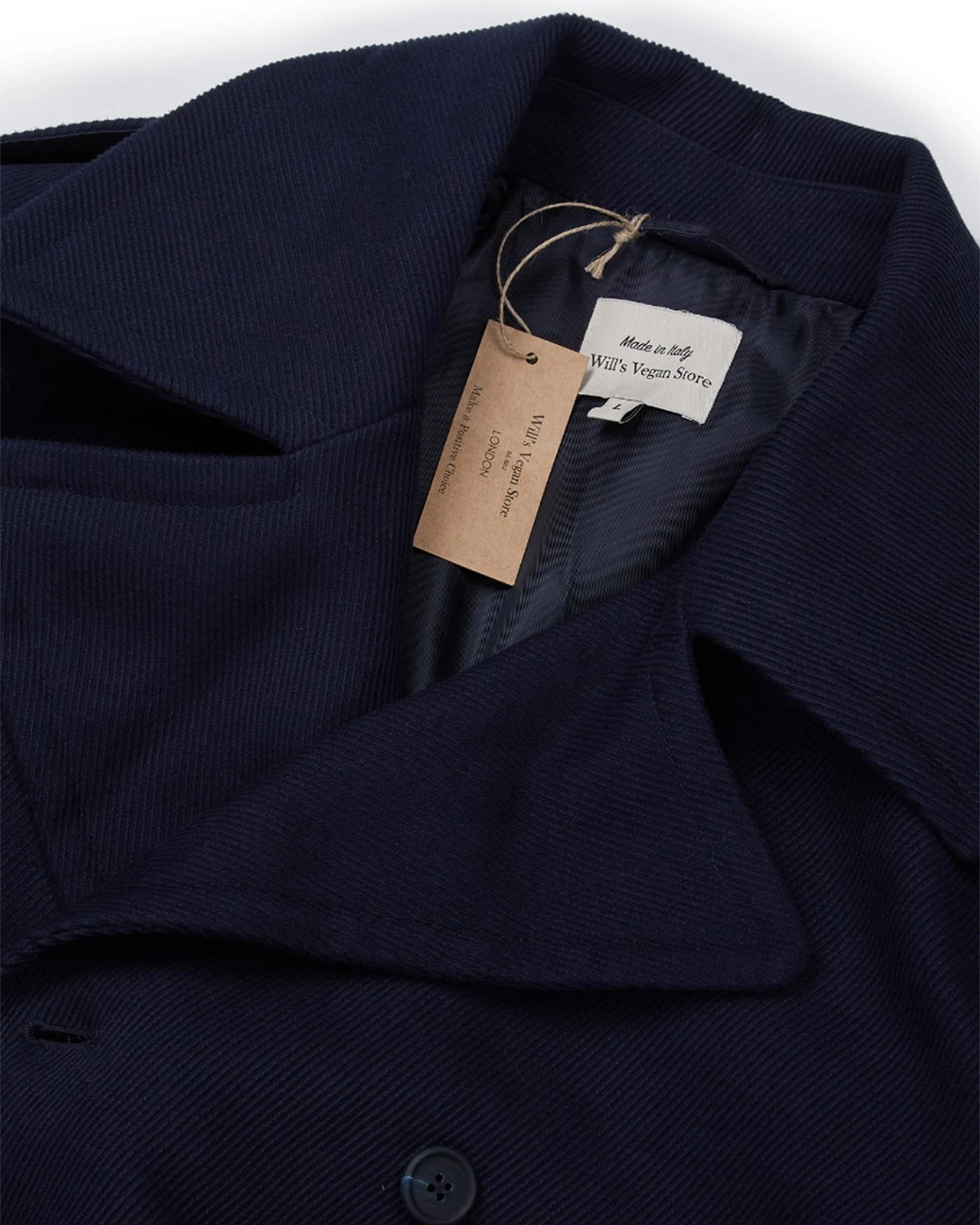 Will's Vegan Store Herren vegan Jacke Erbse Dunkelblau – Ansicht 2