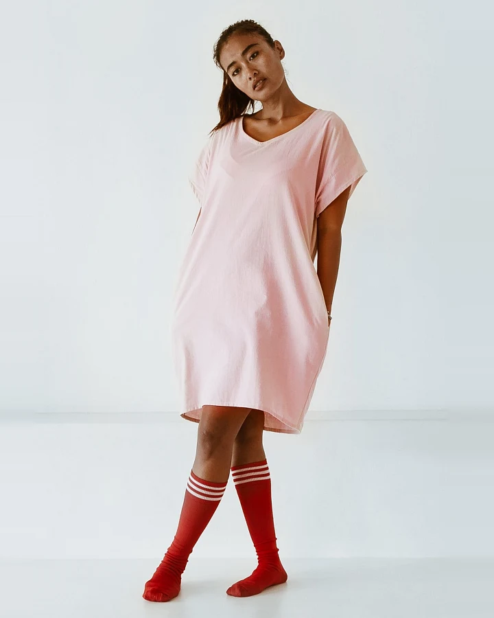 The Driftwood Tales Damen vegan Kleid Oversize T-Shirt Rosa