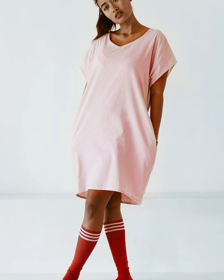 The Driftwood Tales Damen vegan Kleid Oversize T-Shirt Rosa