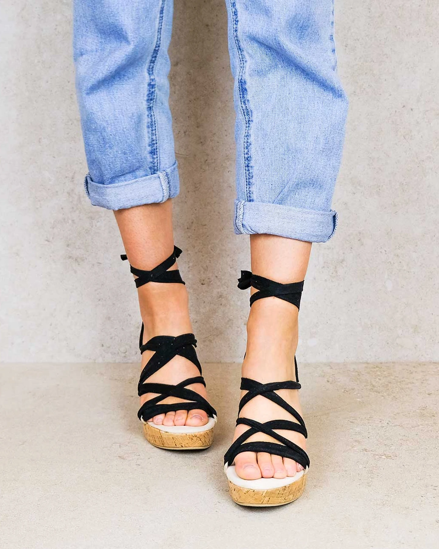 Rarámuri Damen vegan Keile Chilón Kork Schwarz – Ansicht 2