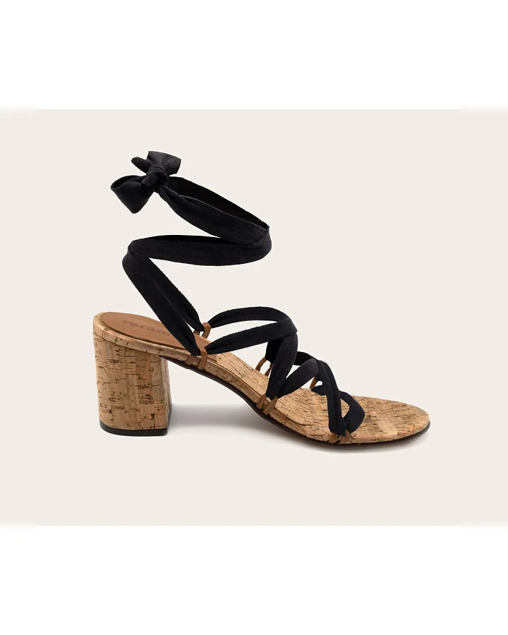 Rarámuri Damen vegan Sandalen Camila Kork Schwarz