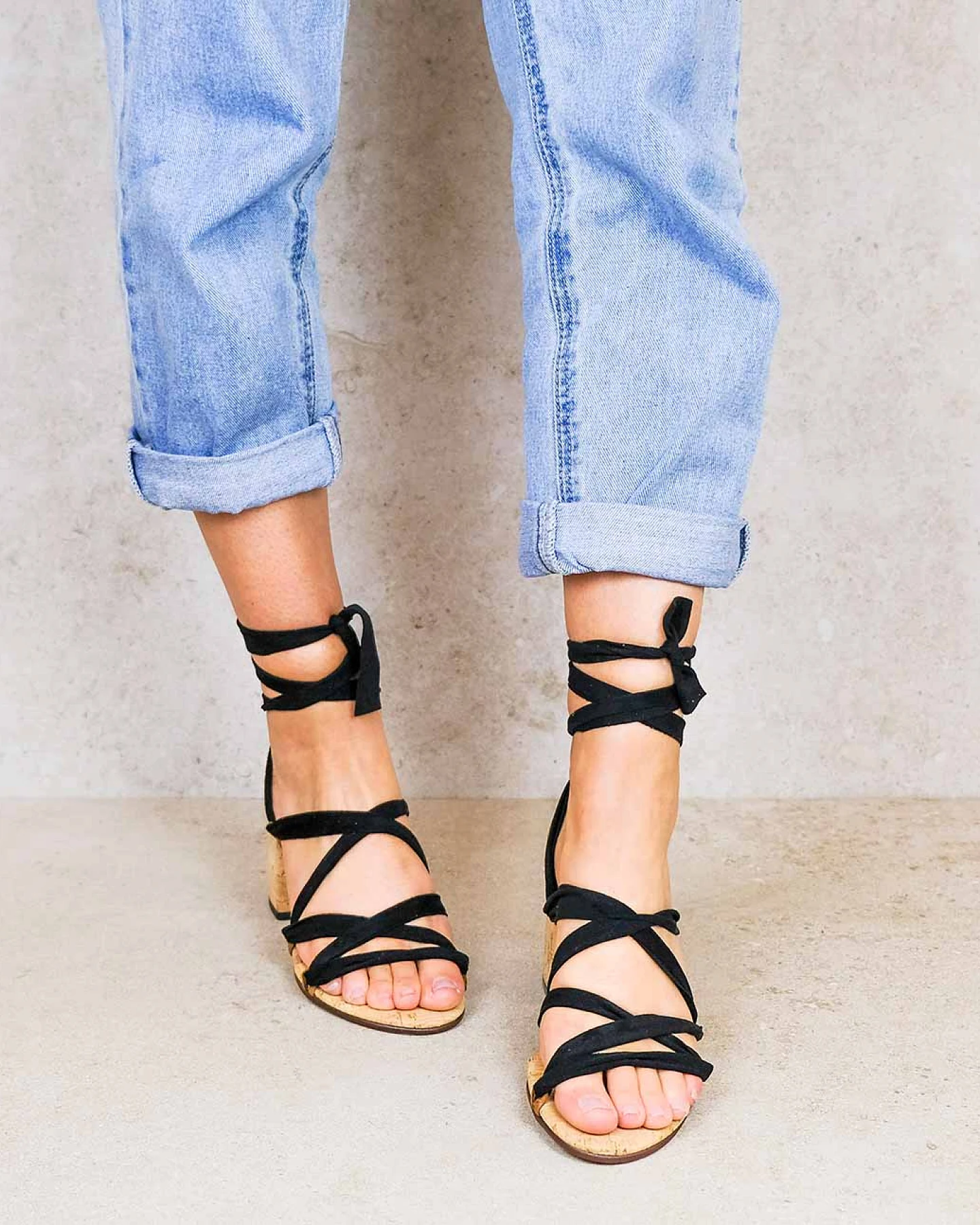 Rarámuri Damen vegan Sandalen Camila Kork Schwarz – Ansicht 2