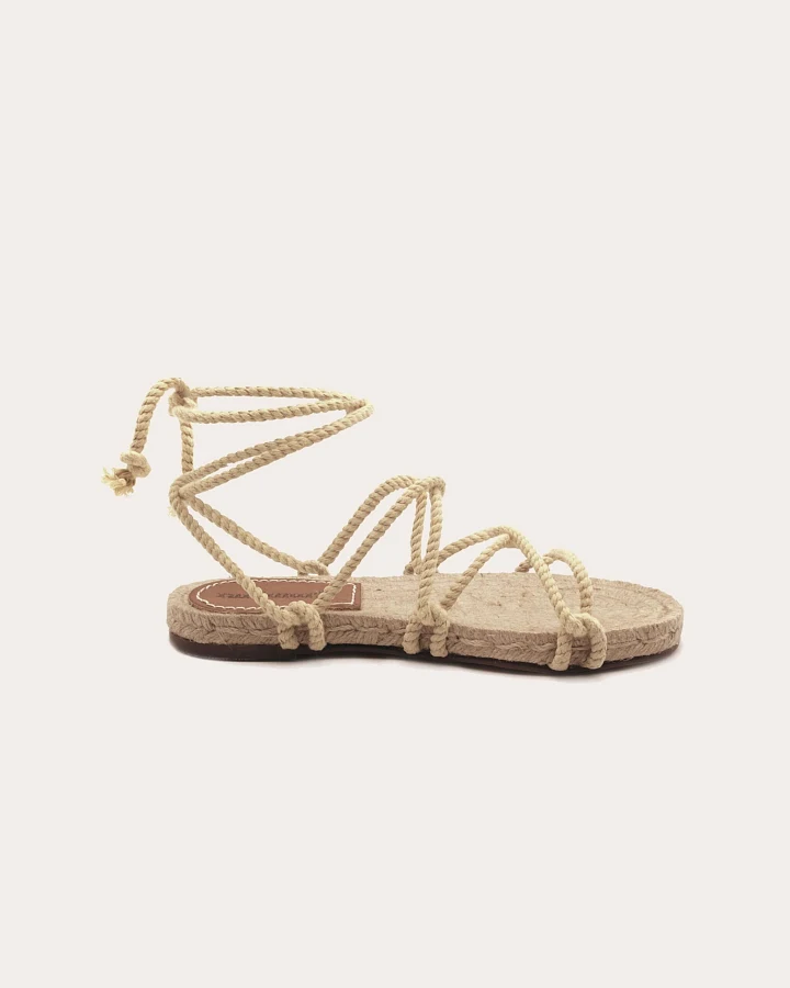 Rarámuri Damen vegan Sandalen Cruz Niedrig Jute Beige