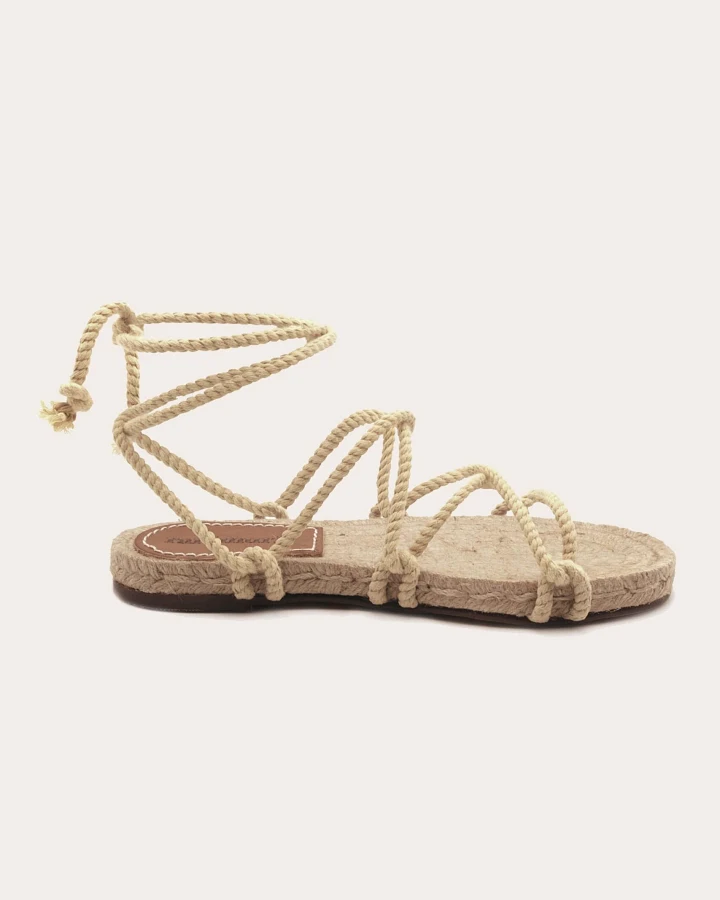 Rarámuri Damen vegan Sandalen Cruz Niedrig Jute Beige