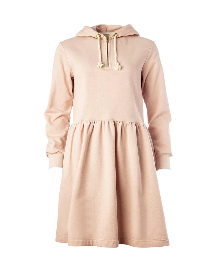 MAHLA Damen vegan Kleid Mit Kapuze Beige/Hellrosa