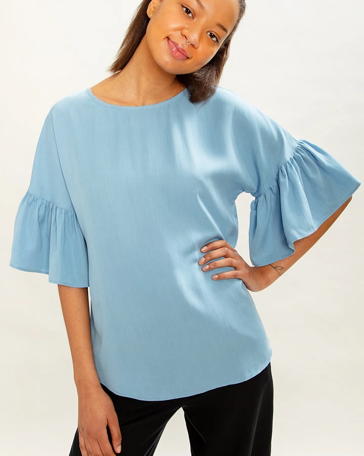 MAHLA Damen vegan Bluse Liia Himmelblau
