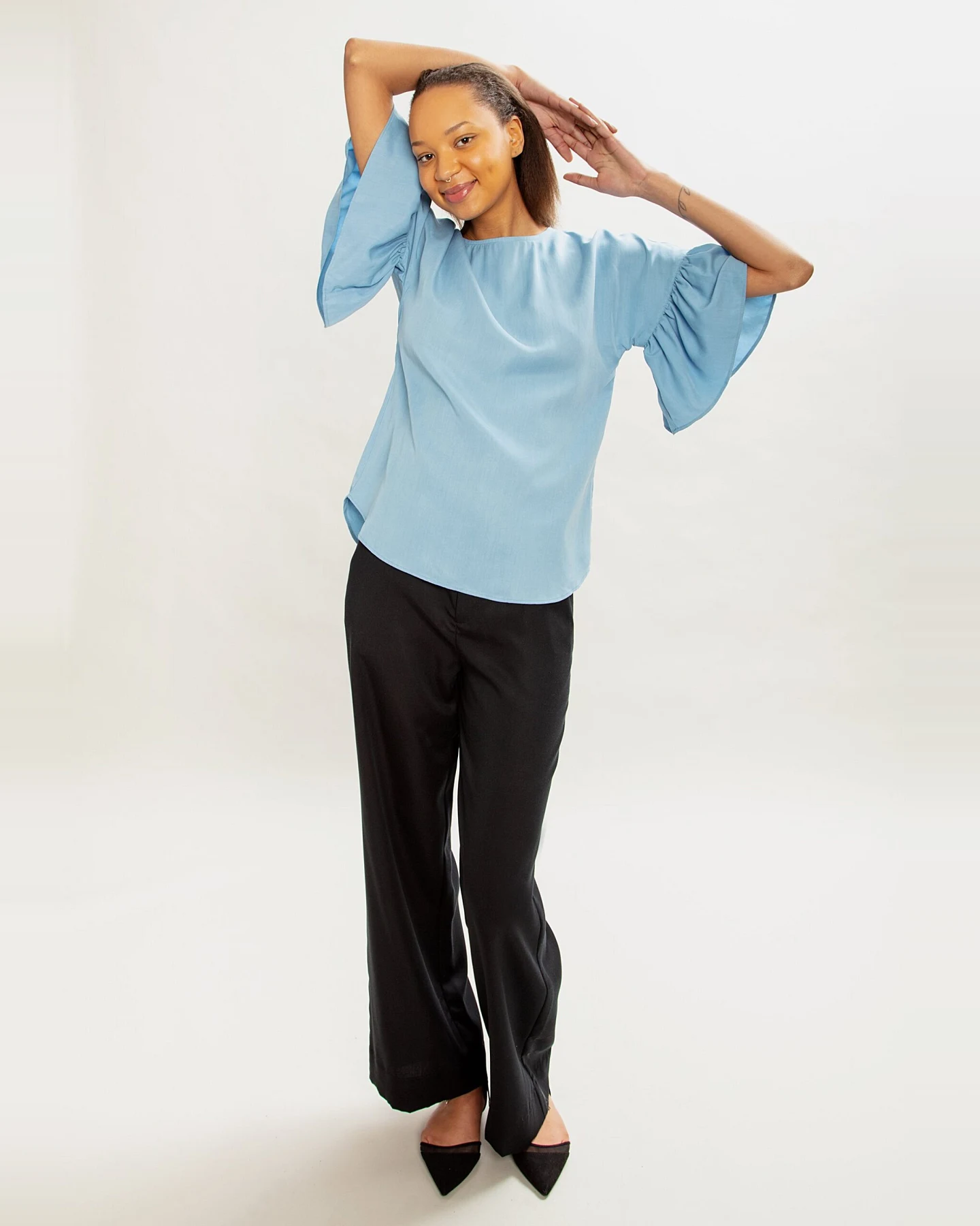 MAHLA Damen vegan Bluse Liia Himmelblau – Ansicht 2