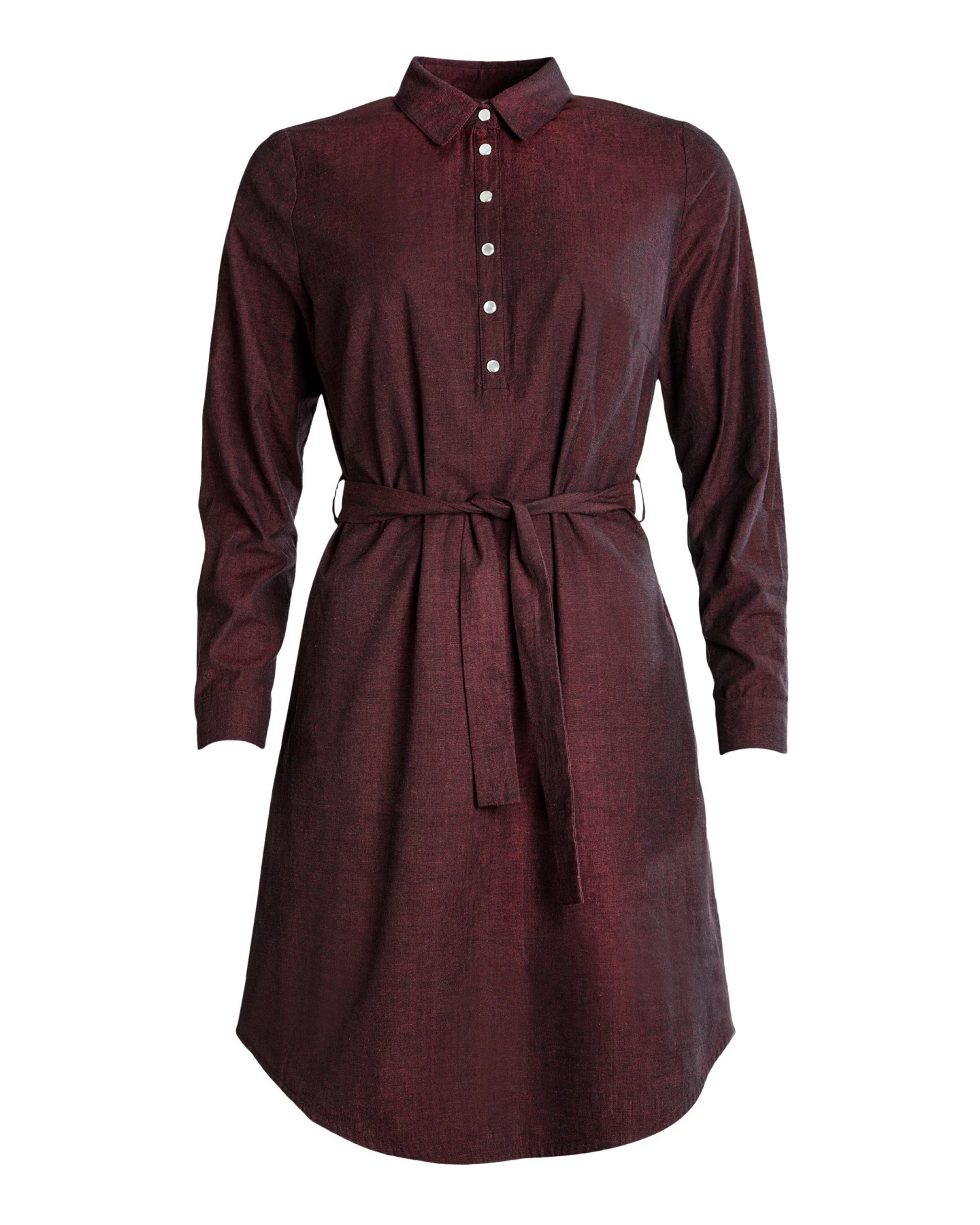 MAHLA Damen vegan Hemdblusenkleid Ulpu Dunkelrot – Ansicht 2