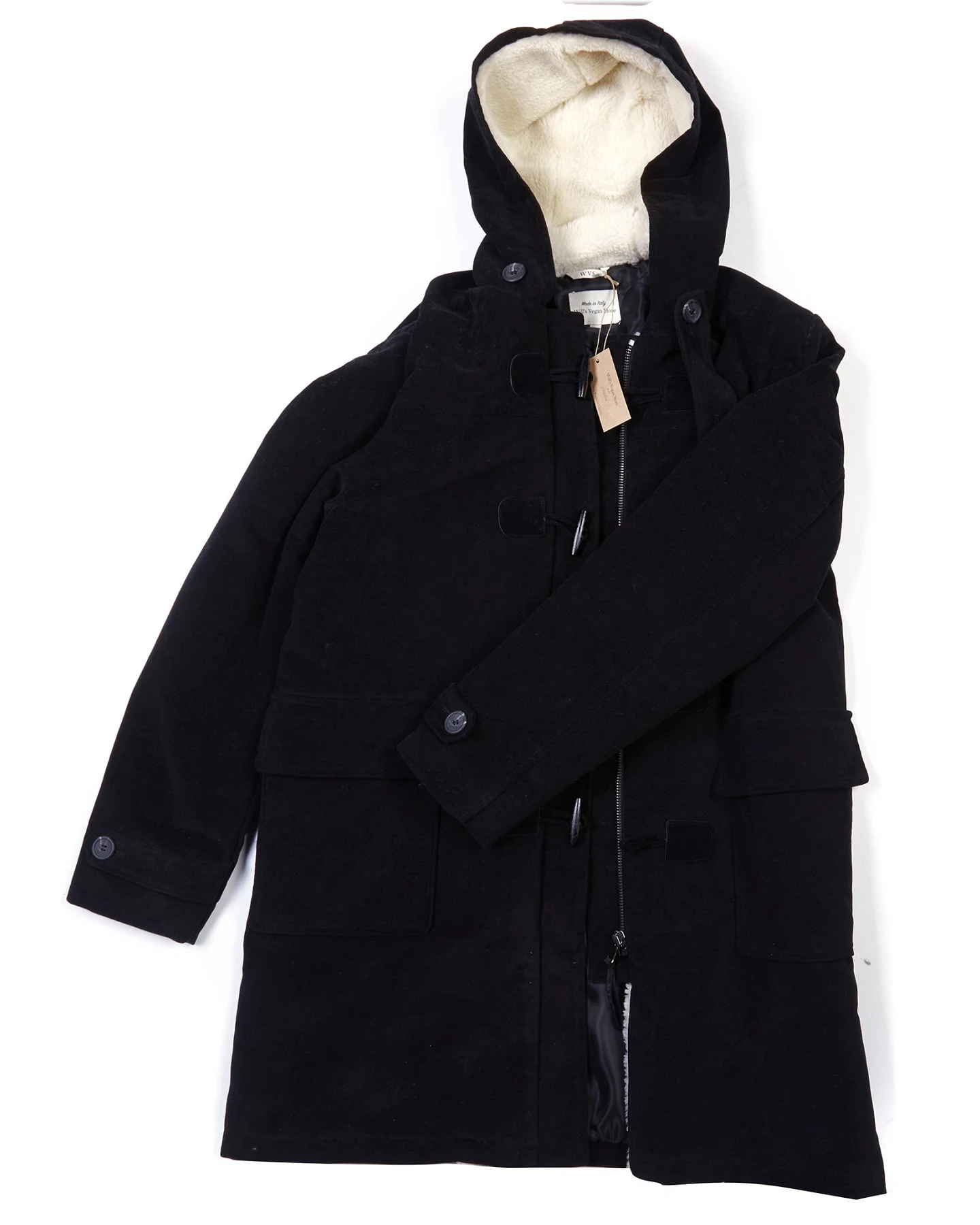 Will's Vegan Store Damen vegan Dufflecoat Schwarz – Ansicht 2