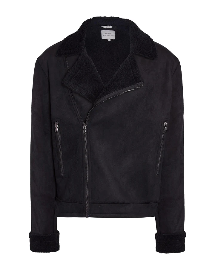Will's Vegan Store Damen vegan Jacke Vegan Lammfell Schwarz