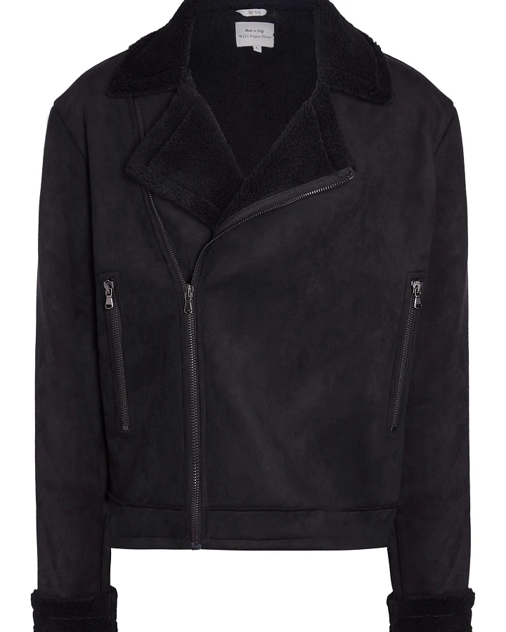 Will's Vegan Store Damen vegan Jacke Vegan Lammfell Schwarz