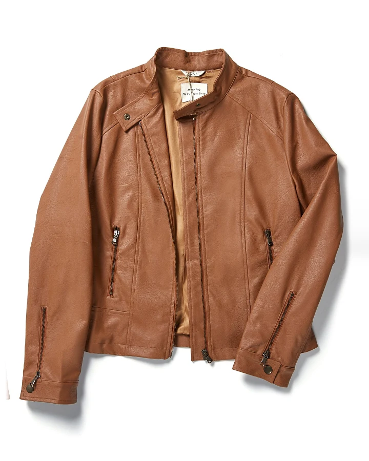 Will's Vegan Store Damen vegan Jacke Racer Kunstleder Braun