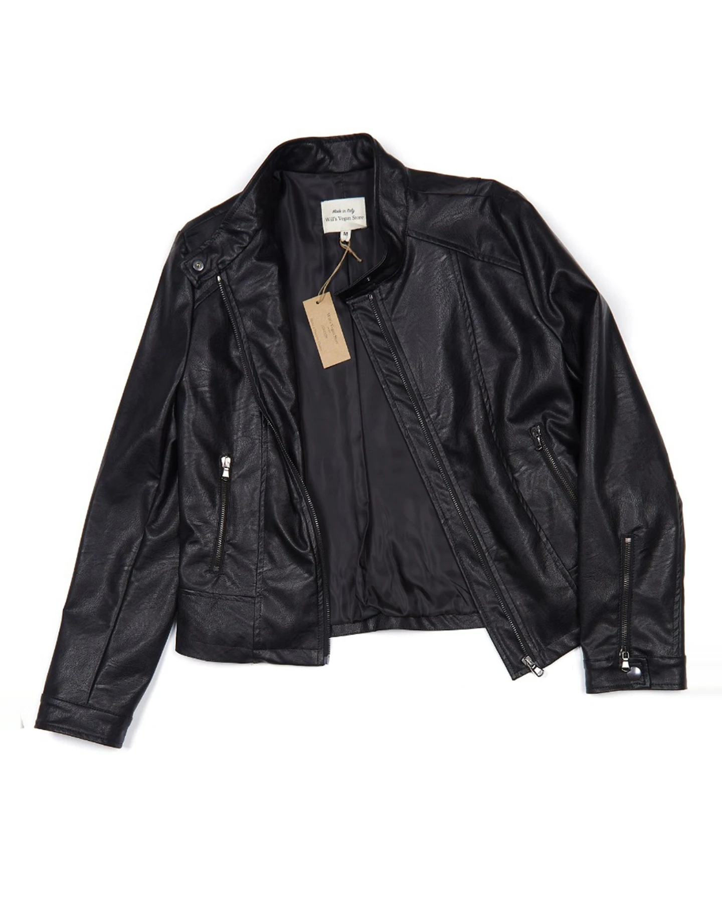 Will's Vegan Store Damen vegan Jacke Racer Kunstleder Braun – Ansicht 2