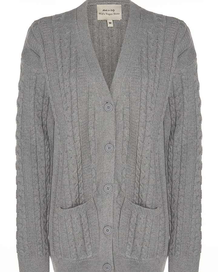 Will's Vegan Store Damen vegan Strickjacke Grobstrick Grau