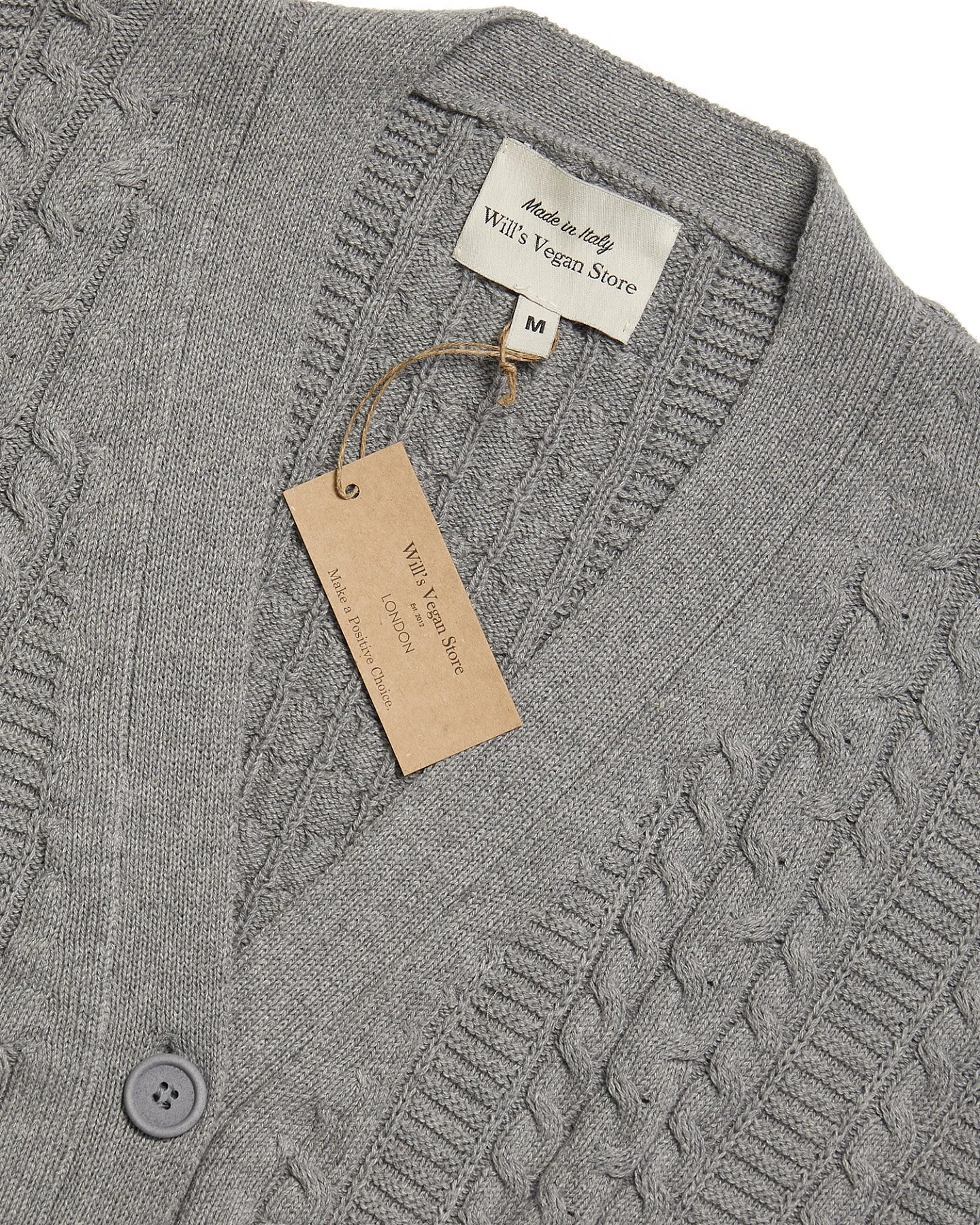 Will's Vegan Store Damen vegan Strickjacke Grobstrick Grau – Ansicht 2