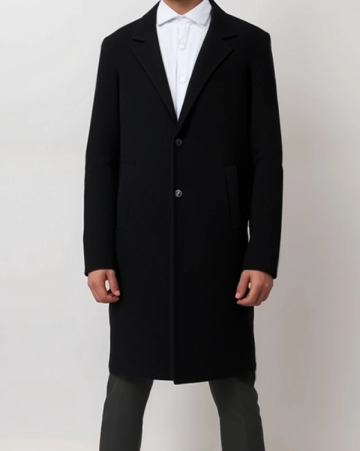 Will's Vegan Store Herren vegan Herrenmantel Strukturierte Vegane Wolle Schwarz
