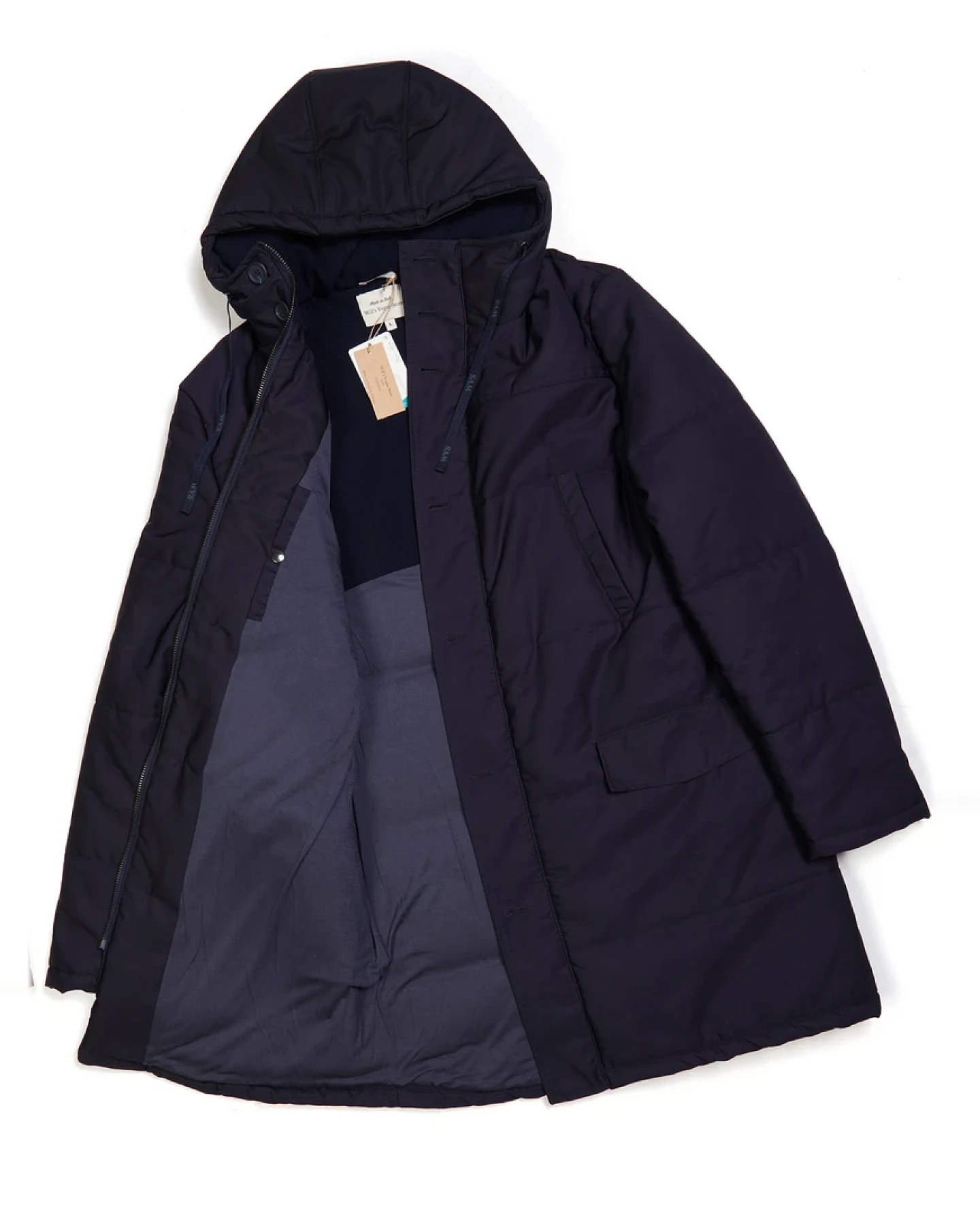 Will's Vegan Store Damen vegan Damen Wattierter Parka Dunkelblau – Ansicht 2