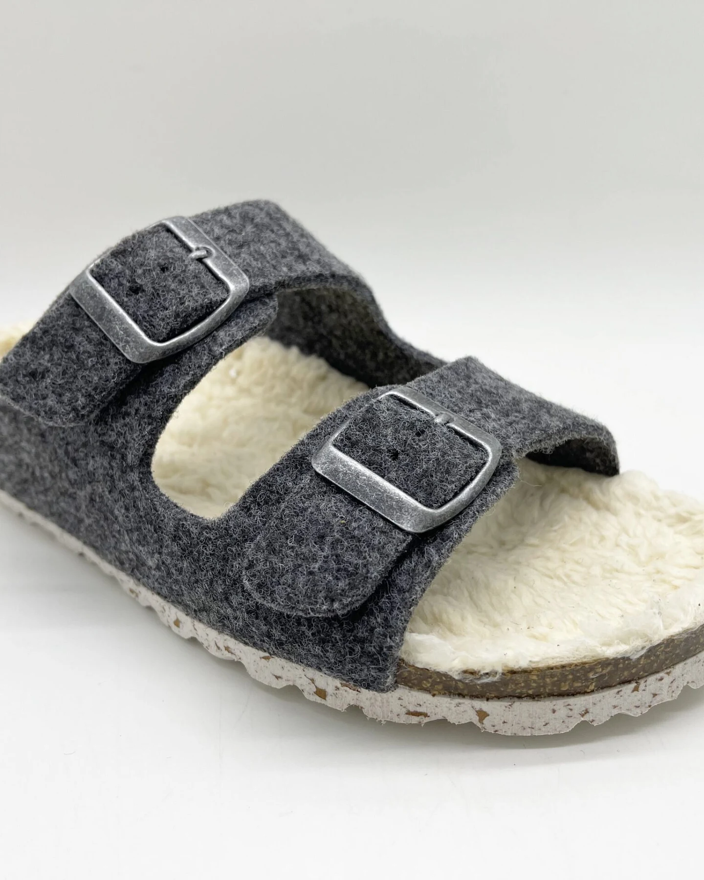 thies Damen vegan Hausschuhe Plüsch Dunkelgrau – Ansicht 2