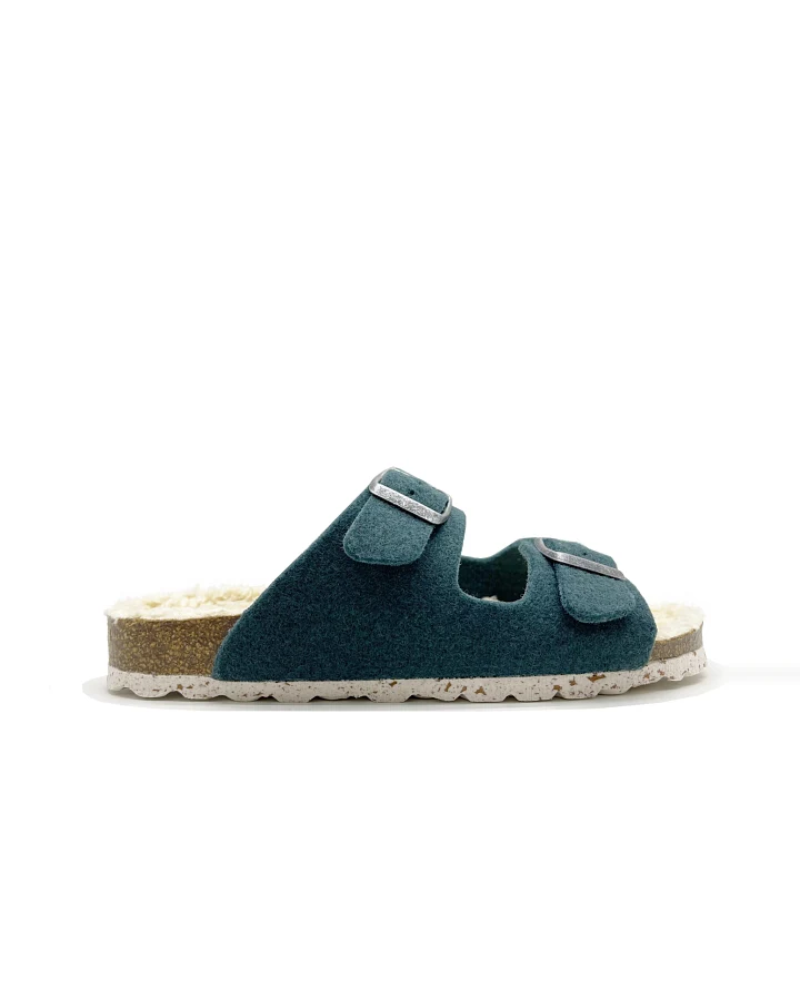 thies Damen vegan Hausschuhe Plüsch Oliv