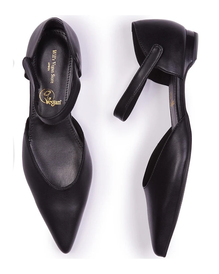 Will's Vegan Store Damen vegan Ballerinas Point Toe Schwarz