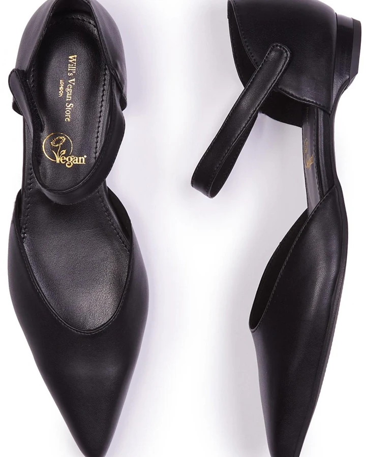 Will's Vegan Store Damen vegan Ballerinas Point Toe Schwarz