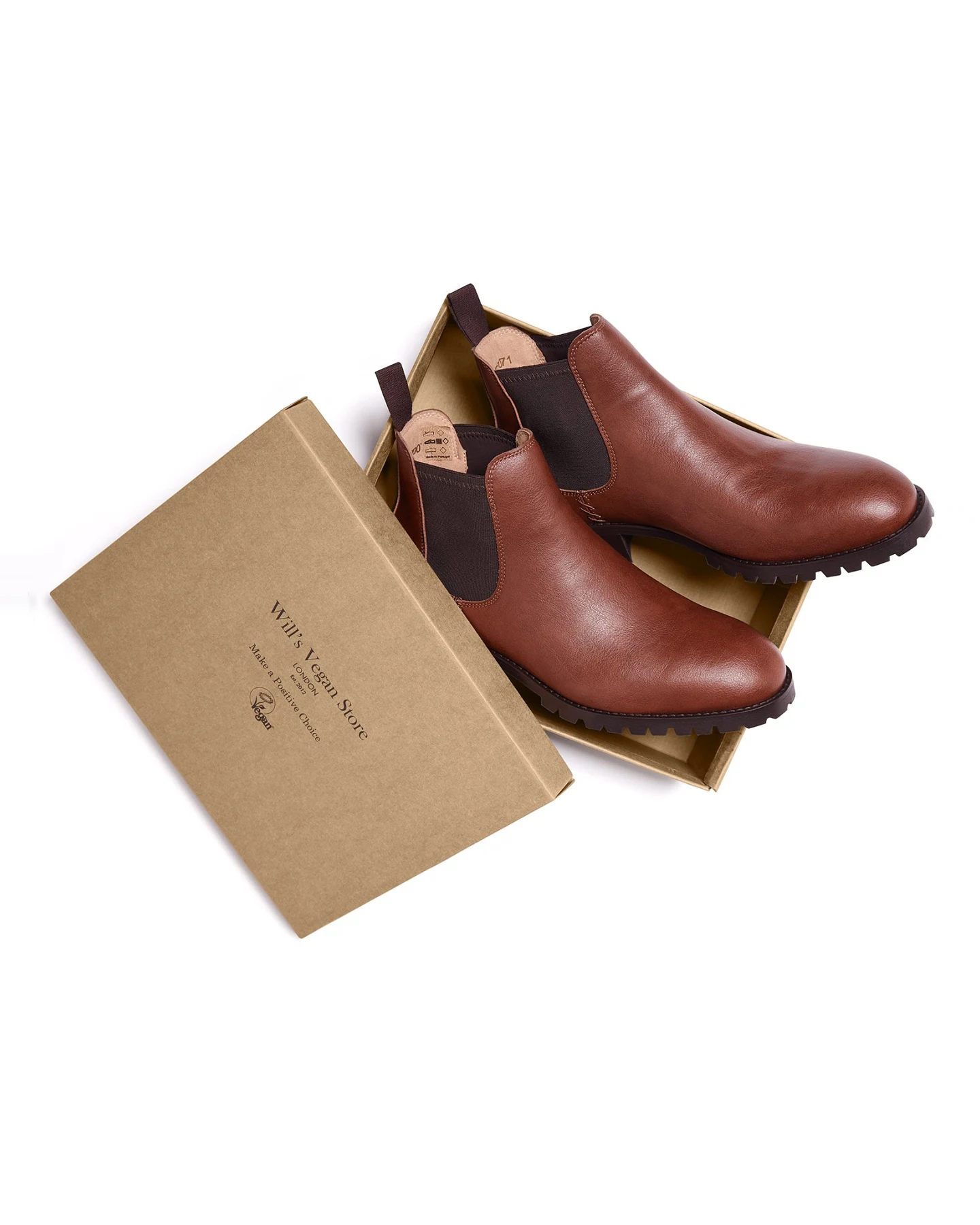 Will's Vegan Store Damen vegan Chelsea-Stiefel Für Damen, Gefüttert, Wasserdicht, Kastanienbraun – Ansicht 2