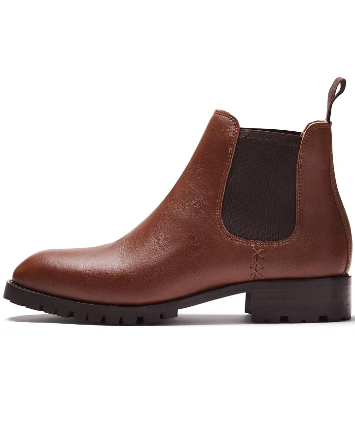 Will's Vegan Store Herren vegan Herren Chelsea Boots Isolierte Wasserdichte Kastanie