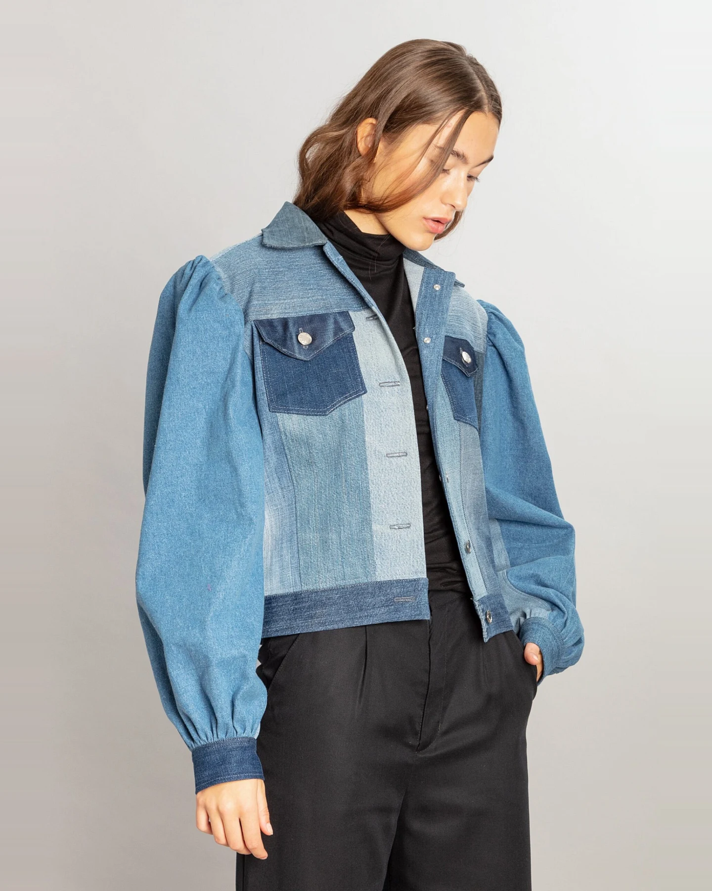 MAHLA Damen vegan Jeansjacke Dagny Gewaschen Blau – Ansicht 2