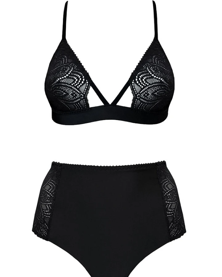 Anekdot Damen vegan Erdschwarzes Hohes Dreieck-Set